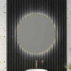 Marcos LED Illuminated Round Framed Mirror with Demister Pad & Colour Change Lights - 600mm