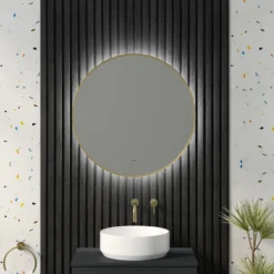 Marcos LED Illuminated Round Framed Mirror with Demister Pad & Colour Change Lights - 600mm