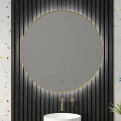 Marcos LED Illuminated Round Framed Mirror with Demister Pad & Colour Change Lights - 800mm