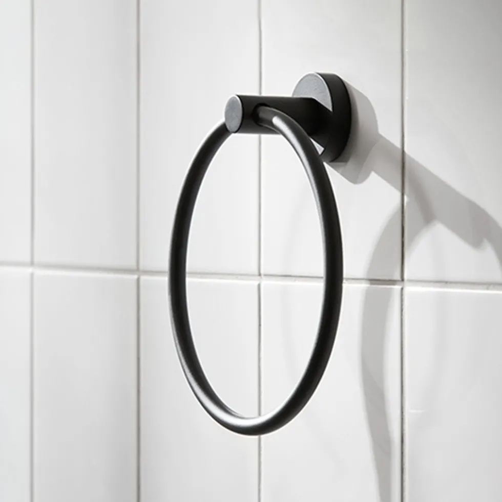 Miller Bond Matt Black Towel Ring
