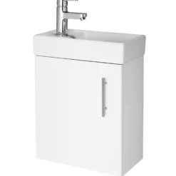 Minnie 400mm Wall Mounted Cloakroom Vanity Unit & Basin - Gloss White