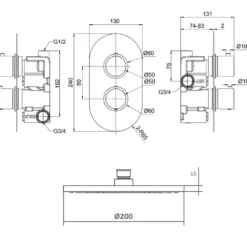 Natasha Concealed Thermostatic Shower Valve & ABS Fixed Shower Head
