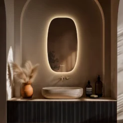Origins Living Claris Barrel LED Illuminated Mirror with Demister Pad & Colour Change Lights - 500 x 900mm