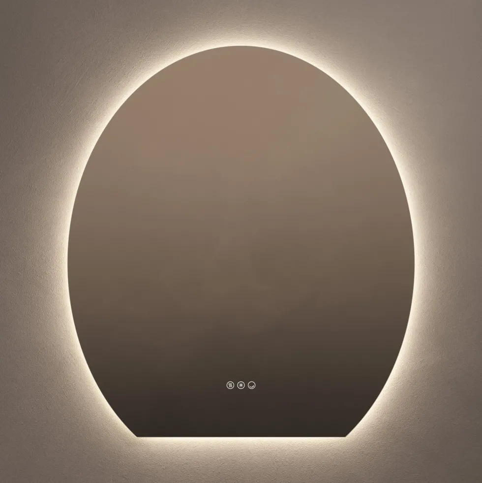 Origins Living Claris Oval Cut LED Illuminated Mirror with Demister Pad & Colour Change Lights - 800 x 900mm