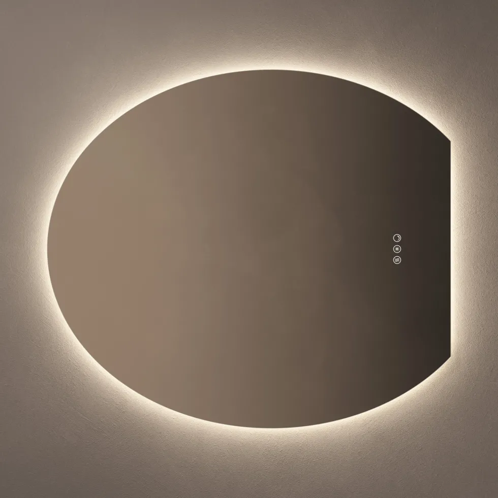 Origins Living Claris Oval Cut LED Illuminated Mirror with Demister Pad & Colour Change Lights - 800 x 900mm