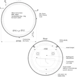 Origins Living Lomax Light Round Illuminated LED Mirror with Demister Pad - 700mm