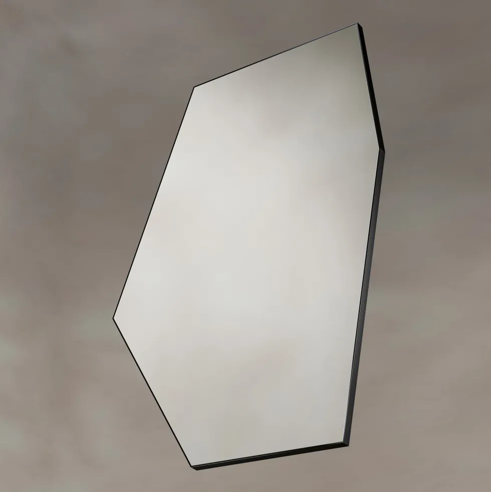 Origins Living Oslo Irregular Hexagon Matt Black Mirror - 550 x 800mm