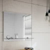 Origins Living Straight Edge Bathroom Mirror with Glass Shelf - 500 x 550mm