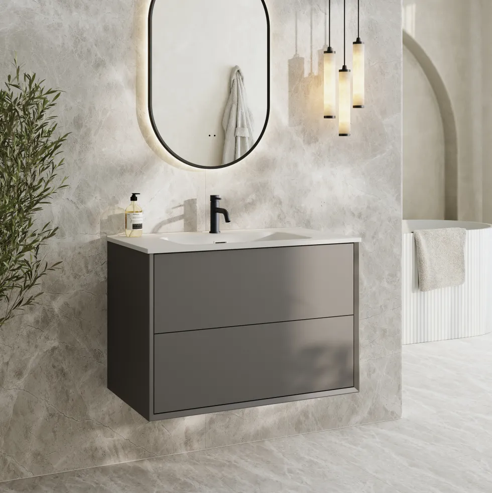 Oslo 800mm Wall Mounted Vanity Unit & Matt White Basin