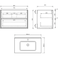 Oslo 800mm Wall Mounted Vanity Unit & Matt White Basin