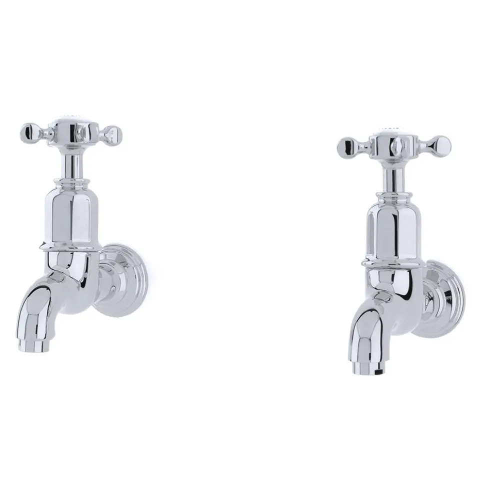 Perrin & Rowe Ionian Crosshead Wall Mounted Bibcocks (Pair)