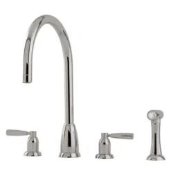 Perrin & Rowe Langbourn 4 Hole Curved Spout Mixer with Lever Handles & Pull-Out Rinse