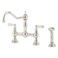 Perrin & Rowe Provence Bridge Kitchen Tap with Levers & Pull Out Faucet Hose