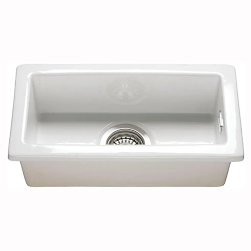 RAK Gourmet White Ceramic Rectangular 0.5 Bowl Kitchen Sink & Waste Kit - 250mm x 475mm