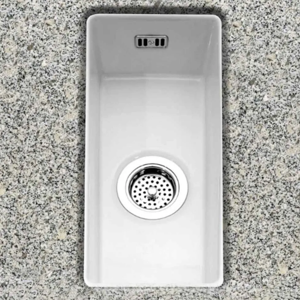 RAK Gourmet White Ceramic Rectangular 0.5 Bowl Kitchen Sink & Waste Kit - 250mm x 475mm