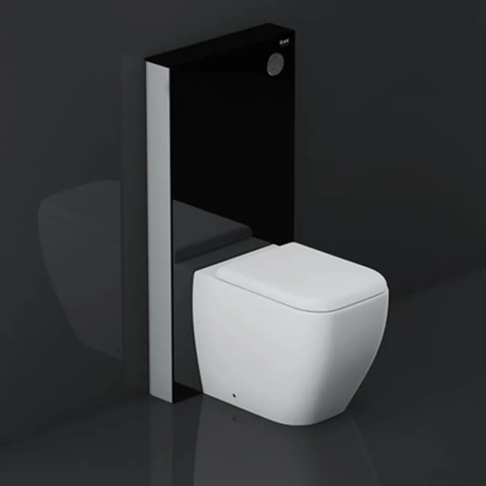RAK Obelisk Glass Cabinet Cistern Frame for Back to Wall Toilets - Gloss Black