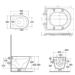 RAK Resort Rimless Wall Hung Toilet with Hidden Fixings & Soft Close Toilet Seat