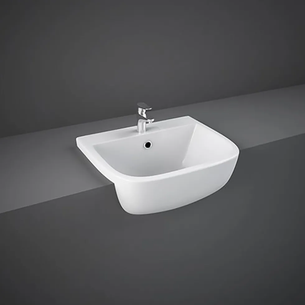 RAK Series 600 Ceramic Semi Recessed Basin 420mm - 2 Tap Hole