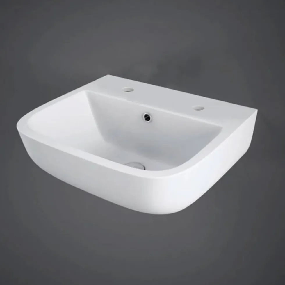 RAK Series 600 Wall Hung Cloakroom Hand Basin - 2 Tap Hole