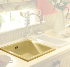 RAK Square Inset or Undermount White Ceramic Kitchen Sink & Waste - 450mm x 475mm