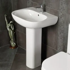 RAK Tonique 450mm 1 Tap Hole Basin with Full Pedestal