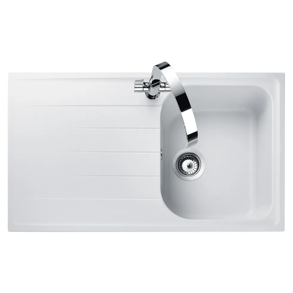 Rangemaster Amethyst Igneous Granite Compact Single Bowl Kitchen Sink with Reversible Drainer & Waste Kit - 860 x 500mm