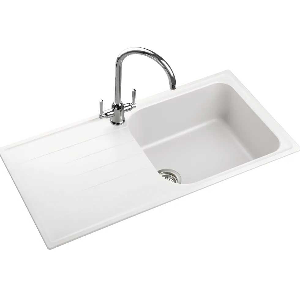 Rangemaster Amethyst Igneous Granite Large Single Bowl Kitchen Sink with Reversible Drainer & Waste Kit - 1000 x 500mm