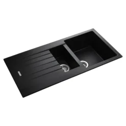 Rangemaster Andesite 1.5 Bowl Granite Igneous Ash Sink & Waste Kit with Reversible Drainer - 1000 x 500mm