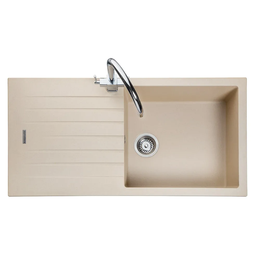 Rangemaster Andesite Stone Igneous Granite Single Bowl Sink with Reversible Drainer & Waste Kit - 1000 x 500mm