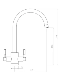 Rangemaster Aquatrend Twin Lever Kitchen Sink Mixer Tap