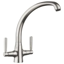 Rangemaster Aquavibe Twin Lever Monobloc Mixer Tap - Brushed Nickel