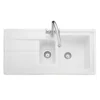Rangemaster Arlington 1.5 Bowl White Fireclay Ceramic Sink & Waste Kit - 985 x 500mm