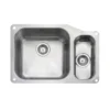 Rangemaster Atlantic Classic 1.5 Bowl Stainless Steel Undermount Sink & Waste Kit with Right Hand Small Bowl - 671 x 460mm