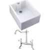 Rangemaster Classic Belfast 1 Bowl White Fireclay Ceramic Sink & Waste and Butler & Rose Carlton Traditional Kitchen Bridge Mixer - Lever Handles