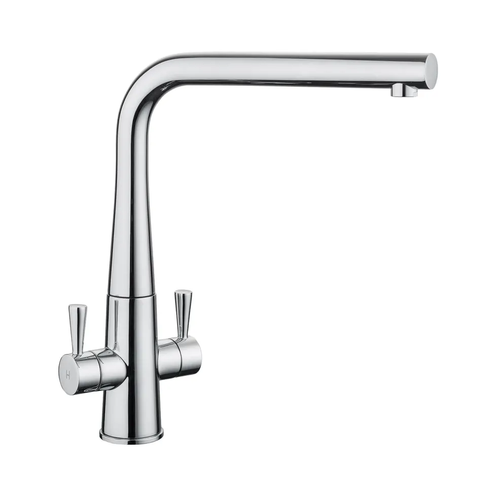 Rangemaster Conical Twin Lever Mono Kitchen Mixer Tap - Polished Chrome