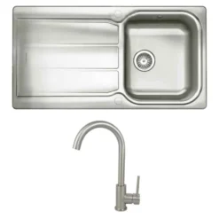 Rangemaster Glendale Single Bowl Stainless Steel Kitchen Sink & Vellamo Revolve Monobloc Mixer Tap