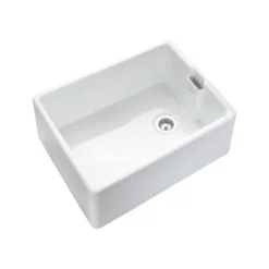 Rangemaster Grange Belfast 1 Bowl Gloss White Fireclay Ceramic Kitchen Sink & Waste - 595 x 455mm