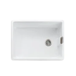 Rangemaster Grange Belfast 1 Bowl Gloss White Fireclay Ceramic Kitchen Sink & Waste - 595 x 455mm