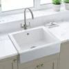Rangemaster Hartland Belfast 1 Bowl Gloss White Fireclay Ceramic Kitchen Sink & Waste - 622 x 494mm
