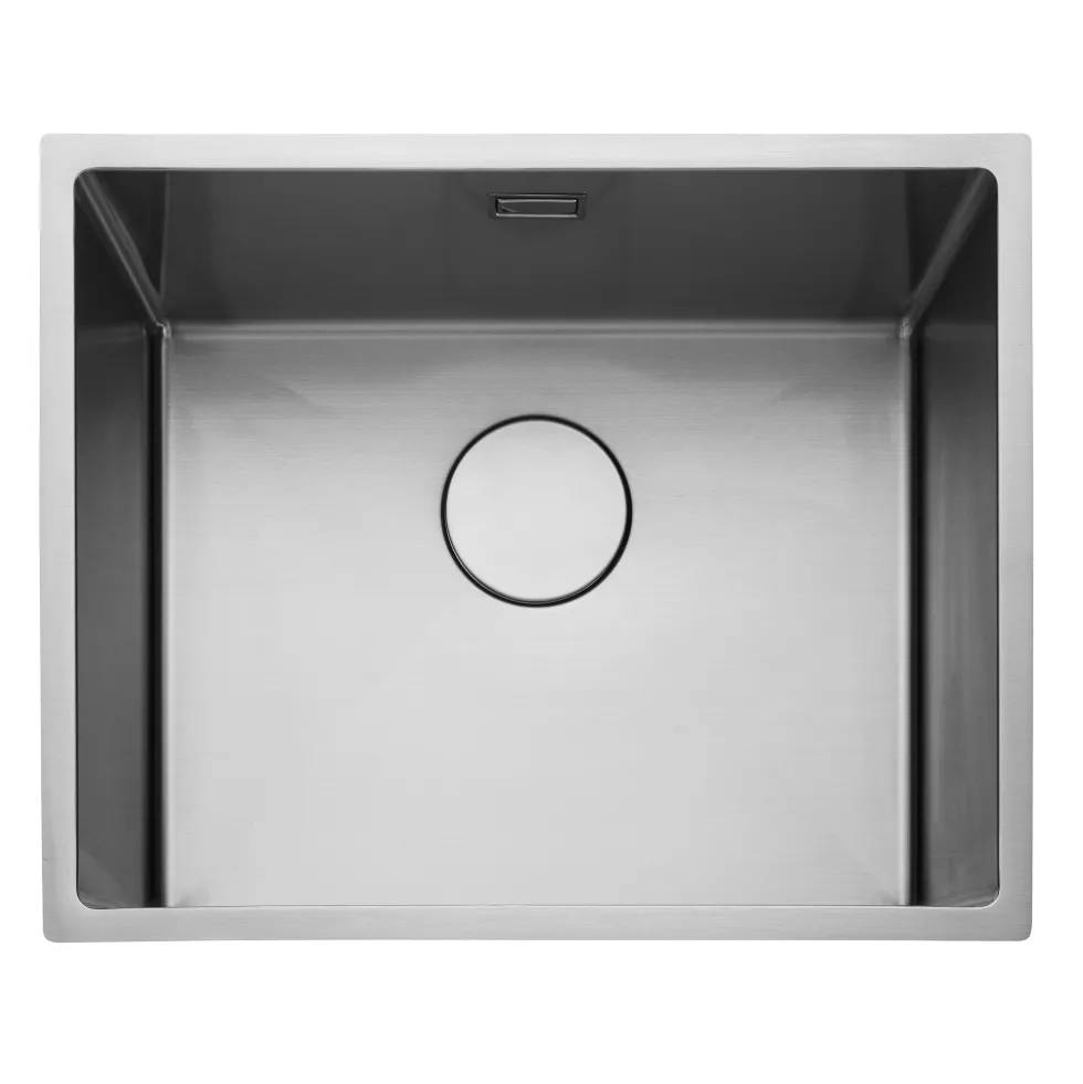 Rangemaster Kube 1 Bowl Brushed Stainless Steel Inset/Undermount Sink & Waste Kit - 540 x 440mm