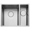 Rangemaster Kube 1.5 Bowl Stainless Steel Inset/Undermount Sink & Waste Kit with Right Hand Small Bowl - 560 x 440mm