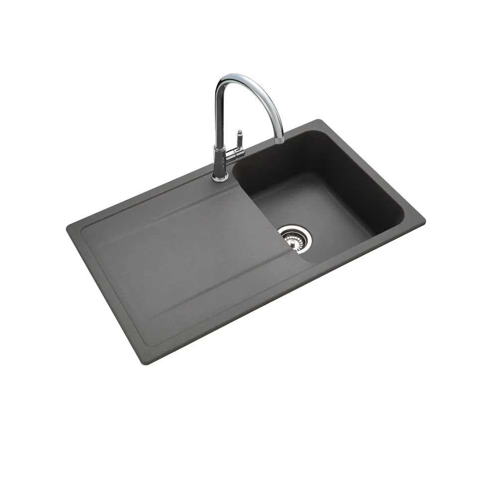 Rangemaster Loa 1 Bowl Igneous Granite Kitchen Sink with Reversible Drainer & Waste Kit - 860 x 500mm