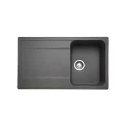 Rangemaster Loa 1 Bowl Igneous Granite Kitchen Sink with Reversible Drainer & Waste Kit - 860 x 500mm