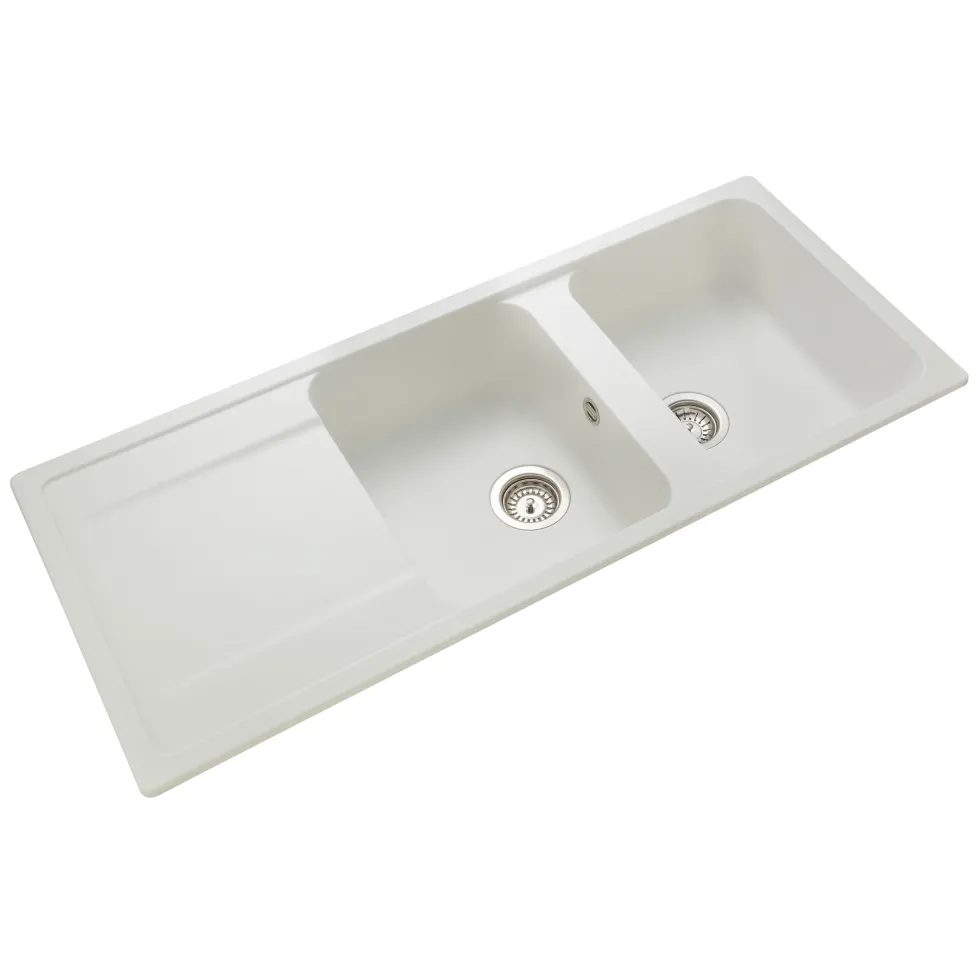 Rangemaster Loa 2 Bowl Igneous Granite Kitchen Sink with Reversible Drainer & Waste Kit - 1160 x 500mm