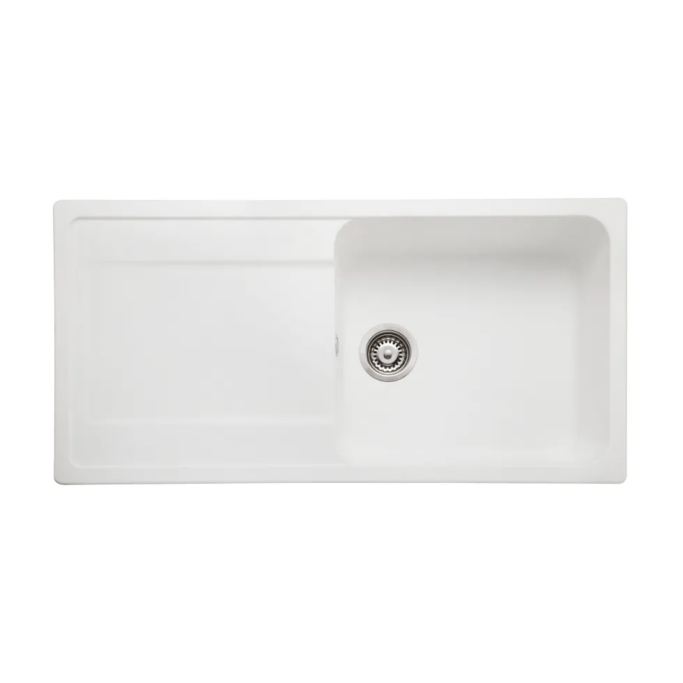 Rangemaster Loa 1 Bowl Igneous Granite Kitchen Sink with Reversible Drainer & Waste Kit - 1000 x 500mm