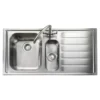 Rangemaster Manhattan 1.5 Bowl Brushed Stainless Steel Sink & Waste Kit with Right Hand Drainer - 1010 x 515mm