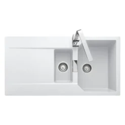 Rangemaster Mayon 1.5 Bowl Igneous Granite Kitchen Sink & Waste Kit with Reversible Drainer - 1000 x 510mm
