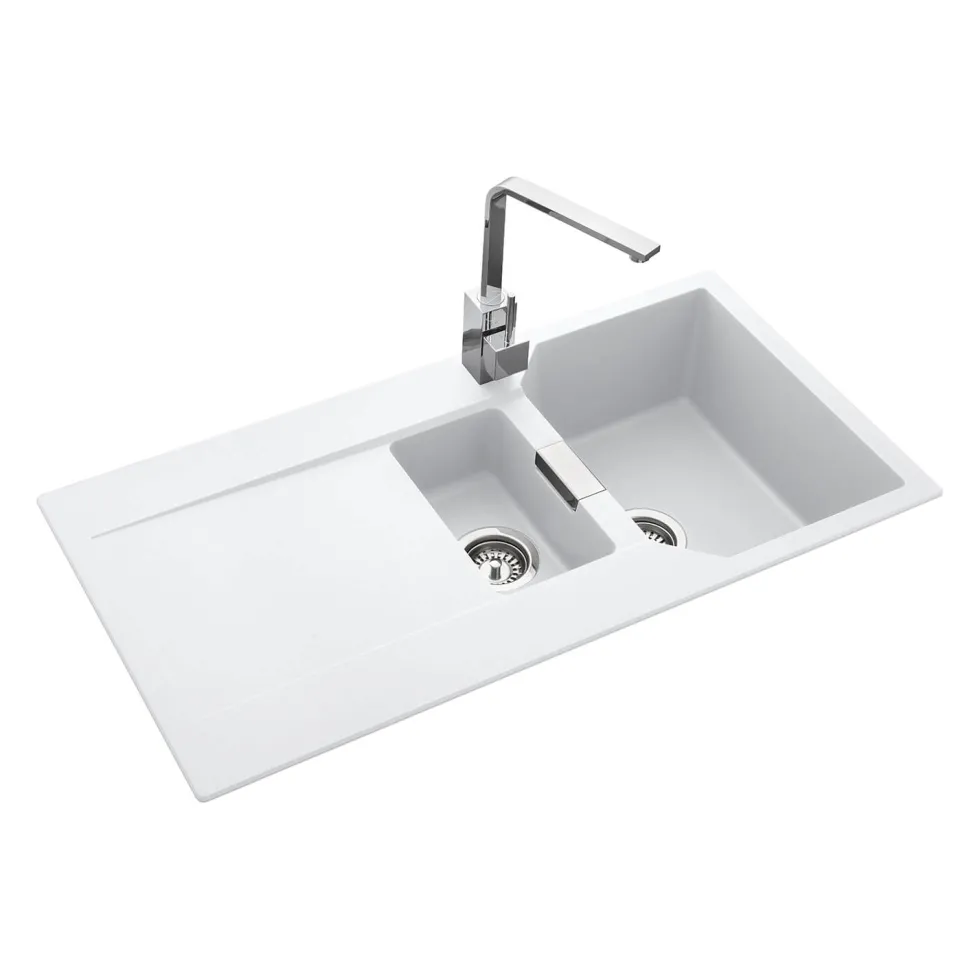 Rangemaster Mayon 1.5 Bowl Igneous Granite Kitchen Sink & Waste Kit with Reversible Drainer - 1000 x 510mm