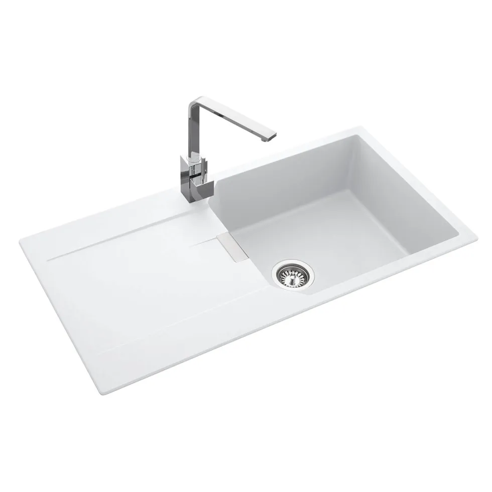 Rangemaster Mayon Large 1 Bowl Igneous Granite Kit Kitchen Sink & Waste Kit with Reversible Drainer - 1000 x 510mm