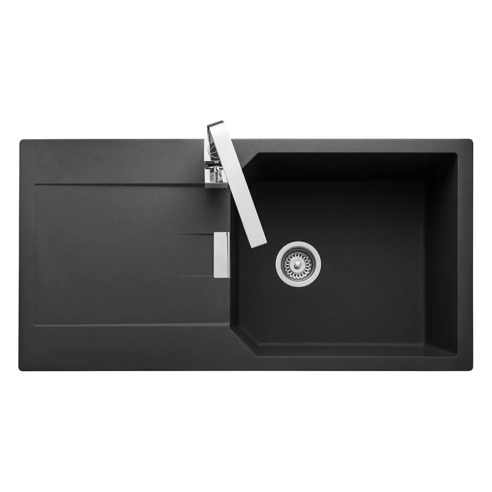 Rangemaster Mayon Large 1 Bowl Igneous Granite Kit Kitchen Sink & Waste Kit with Reversible Drainer - 1000 x 510mm